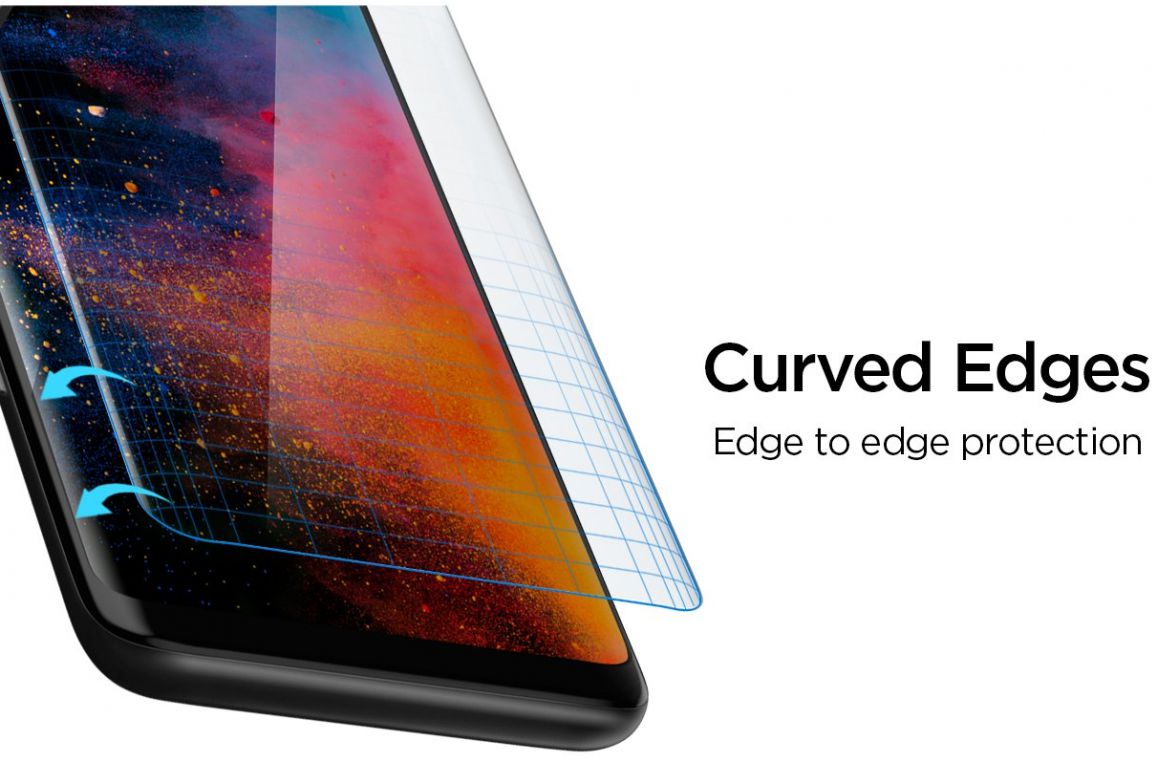 Spigen Curved Crystal Samsung Galaxy S9 HD Screen Protector (2 Pack) afbeelding 3