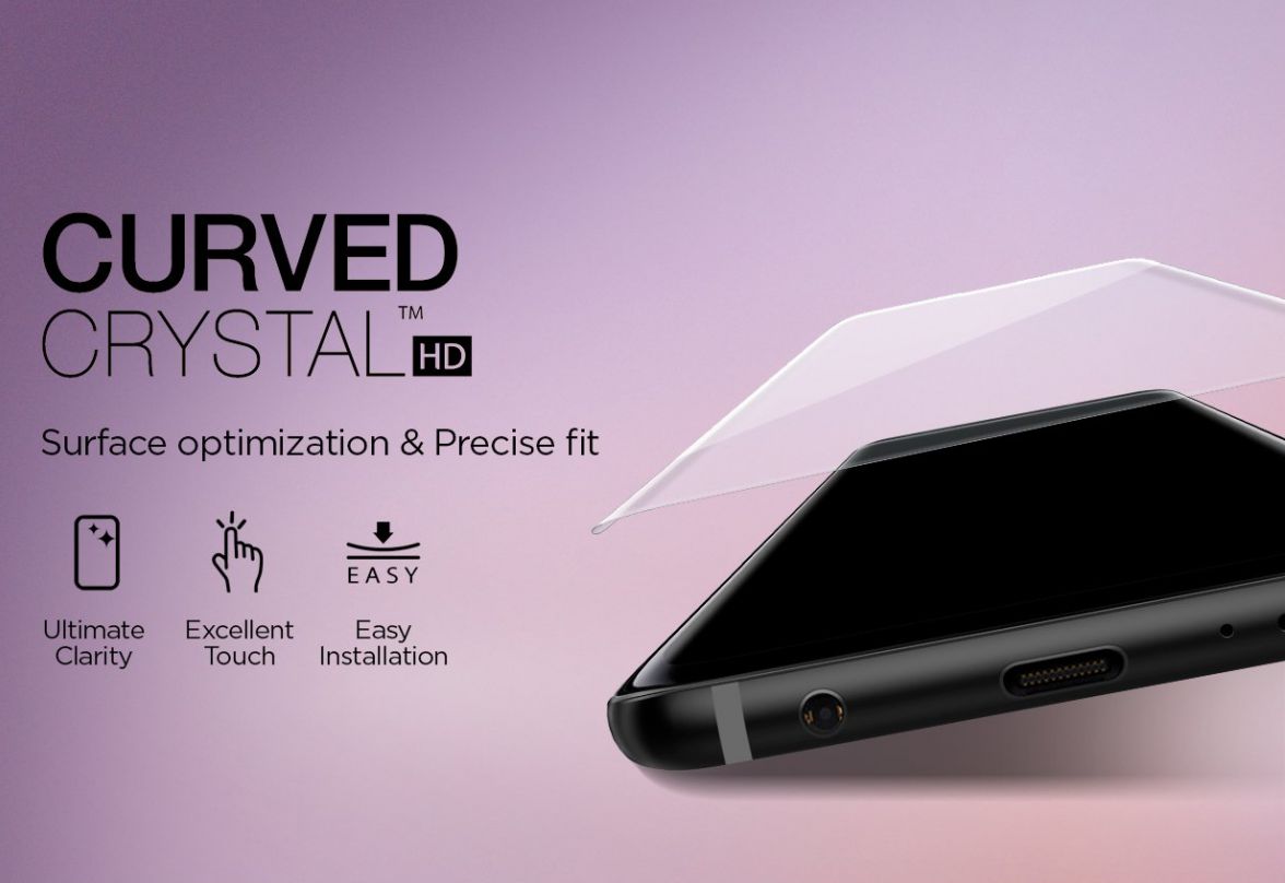 Spigen Curved Crystal Samsung Galaxy S9 HD Screen Protector (2 Pack) afbeelding 8