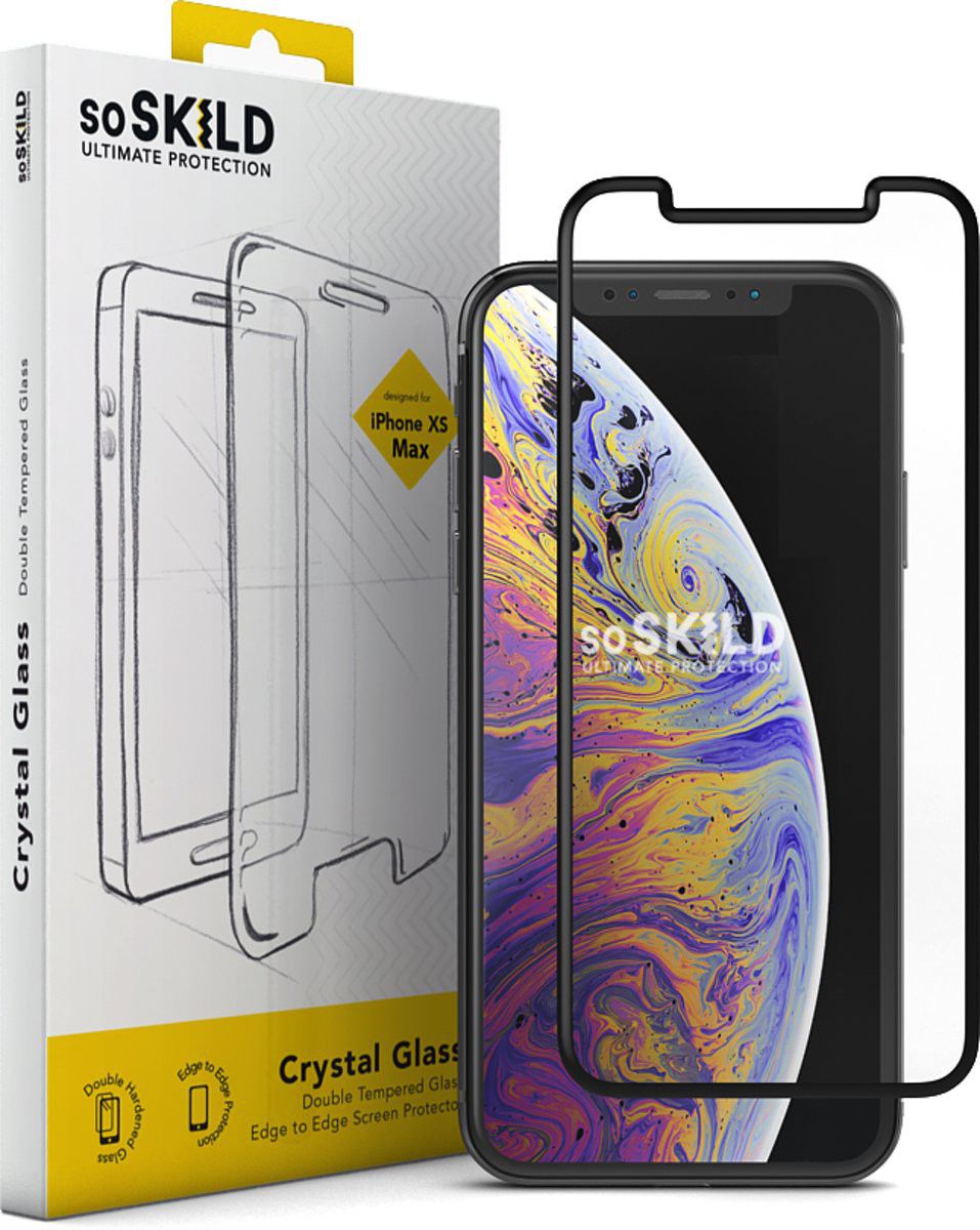 SoSkild iPhone XS MaxTempered Glass Edge to Edge Screenprotector Zwart afbeelding 1