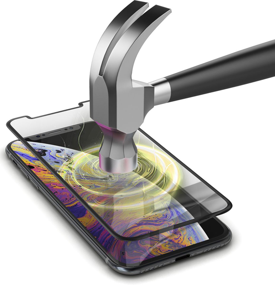 SoSkild iPhone XS MaxTempered Glass Edge to Edge Screenprotector Zwart afbeelding 2