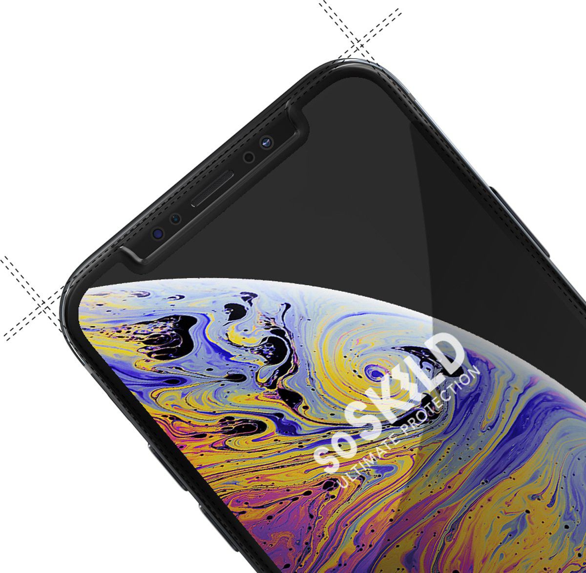 SoSkild iPhone XS MaxTempered Glass Edge to Edge Screenprotector Zwart afbeelding 3