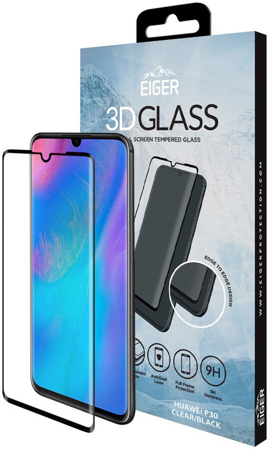 Eiger Tempered Glass Screen Protector Huawei P30 Zwart afbeelding 1