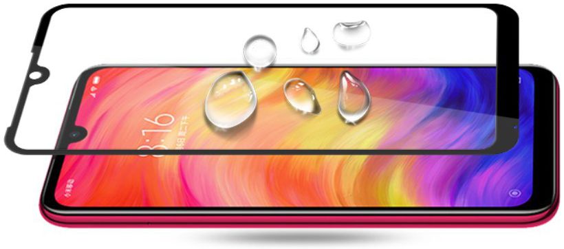 Xiaomi Redmi Note 7 Full Cover Tempered Glass Zwart afbeelding 3