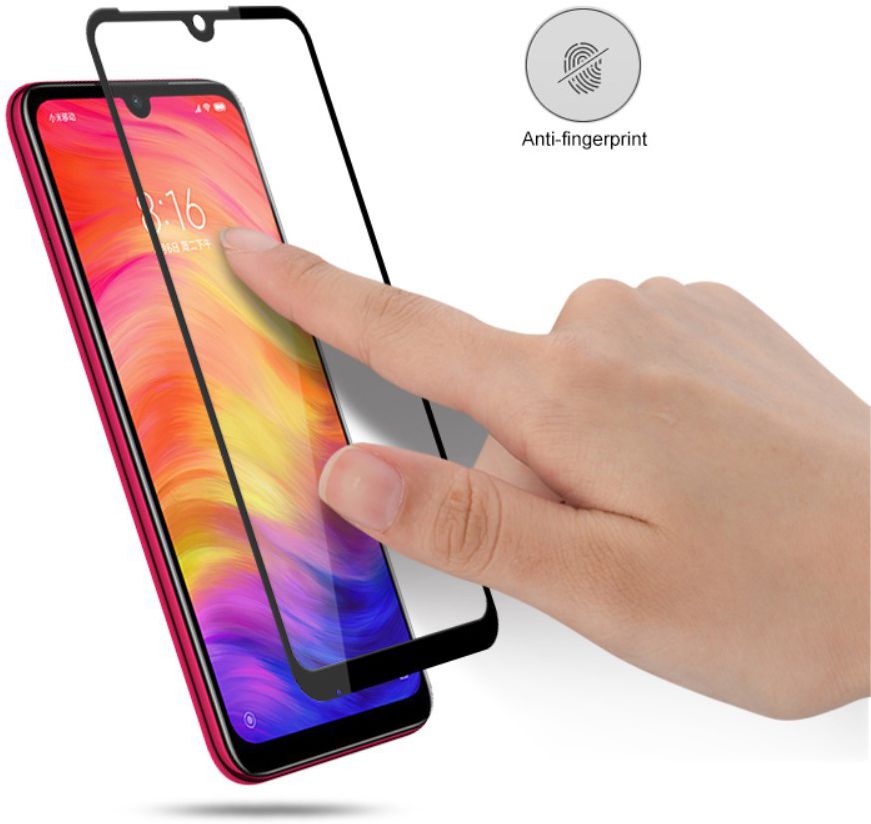 Xiaomi Redmi Note 7 Full Cover Tempered Glass Zwart afbeelding 5
