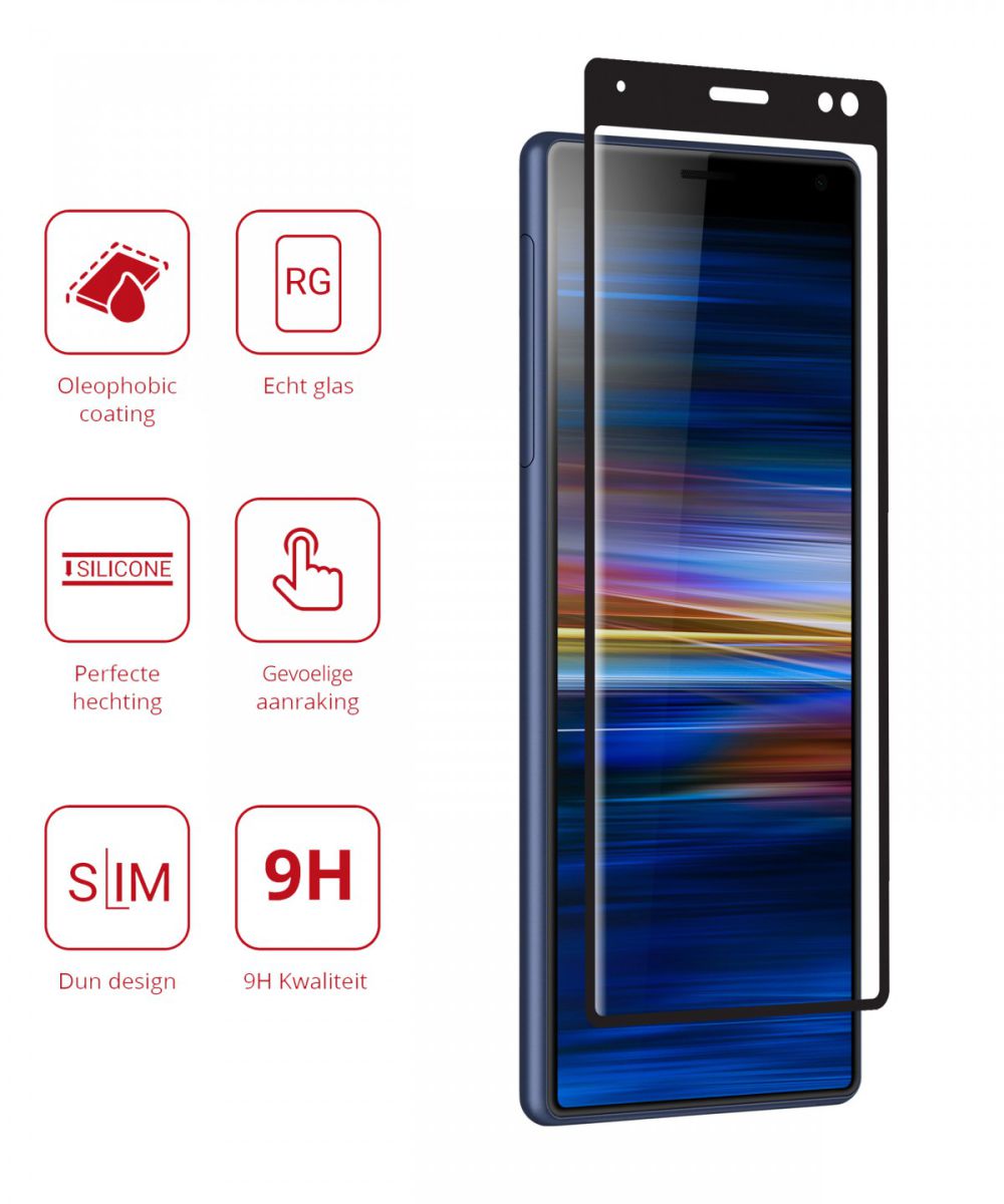Rosso Sony Xperia 10 Plus 9H Tempered Glass Screen Protector Zwart afbeelding 2