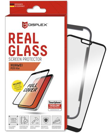 Displex 3D Real Glass + Frame Huawei P20 Lite Screen Protector Zwart Screen Protectors