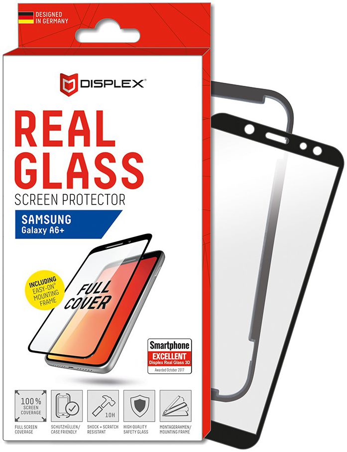 Displex 3D Glass + Frame Samsung Galaxy A6 Plus Screen Protector Zwart afbeelding 1