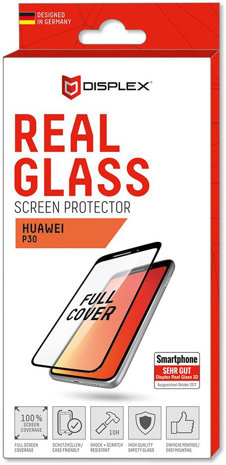 Displex 3D Real Glass Huawei P30 Screen Protector Zwart afbeelding 4