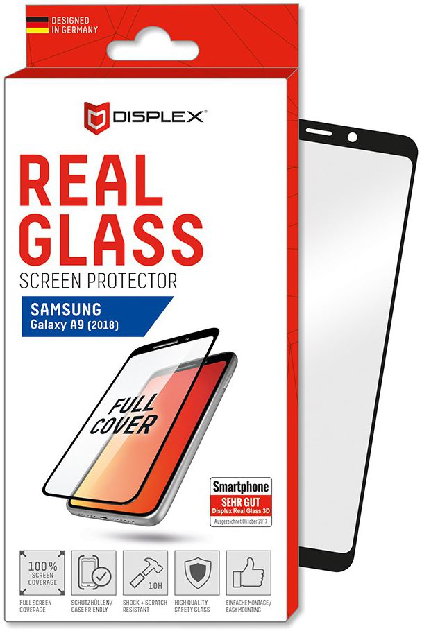 Displex 3D Real Glass Samsung Galaxy A9 (2018) Screen Protector Zwart afbeelding 1