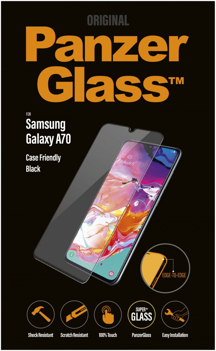 PanzerGlass Samsung Galaxy A70 Case Friendly Screenprotector Zwart afbeelding 1