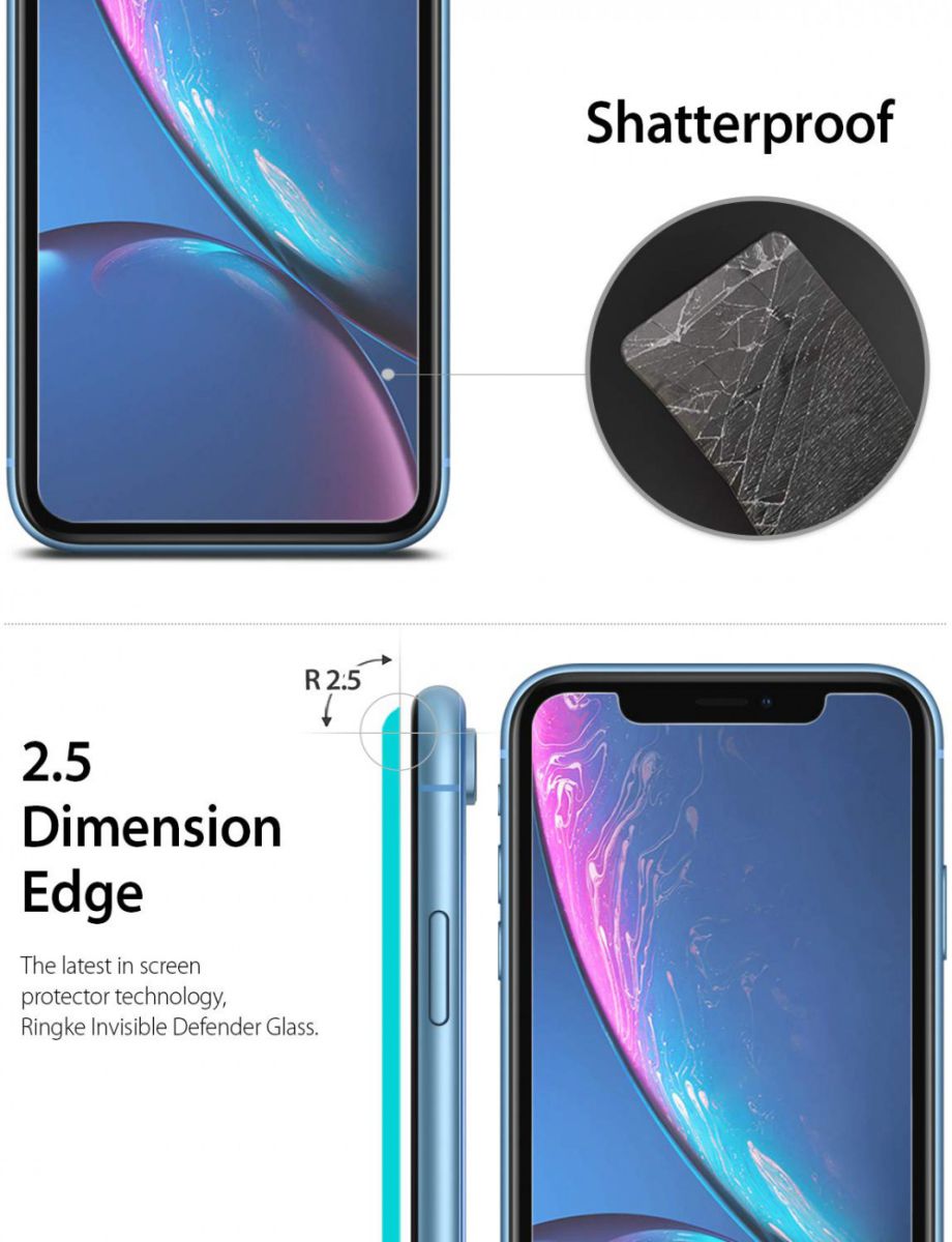 Ringke ID Glass 0.33mm Apple iPhone XR (3 Pack) afbeelding 3