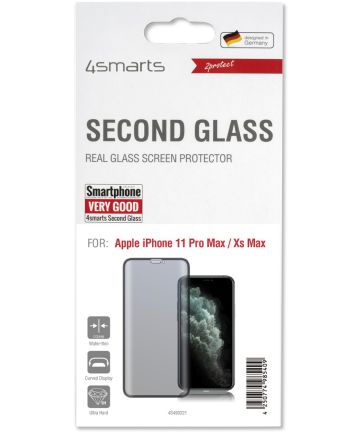 4Smarts Second Glass Curved Colour Frame Apple iPhone 11 Pro Max Zwart Screen Protectors