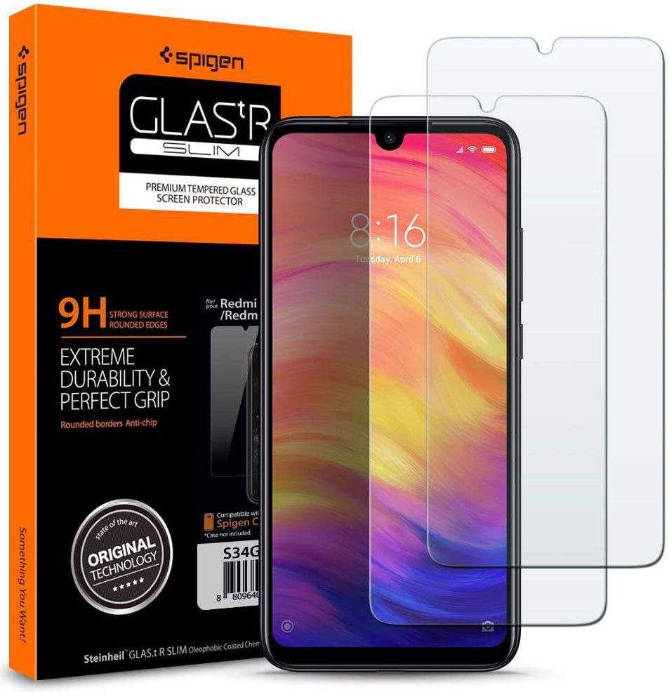 Spigen Xiaomi Redmi Note 7 Tempered Glass Screen Protector 2-Pack afbeelding 1