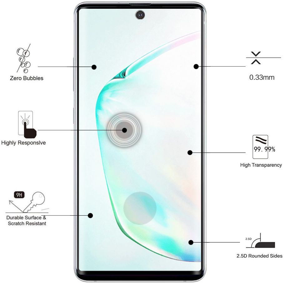 Eiger Samsung Galaxy Note 10 Plus Tempered Glass Case Friendly Gebogen afbeelding 3