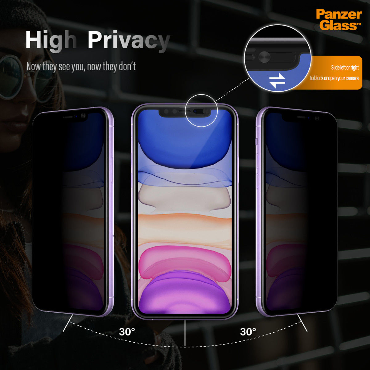 PanzerGlass Privacy Camslider CF Screenprotector iPhone 11 / XR afbeelding 10