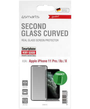 4smarts Second Glass Curved Privacy iPhone 11 Pro / XS Screenprotector Screen Protectors