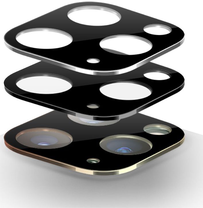 Apple iPhone 11 Pro / Pro Max Camera Lens Metal Ring Protector Zwart afbeelding 5