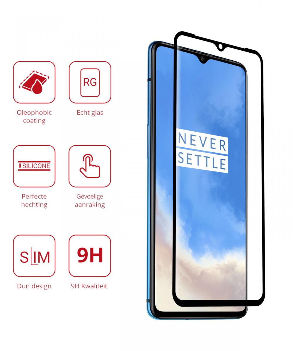 Rosso OnePlus 7T 9H Tempered Glass Screen Protector Zwart afbeelding 2