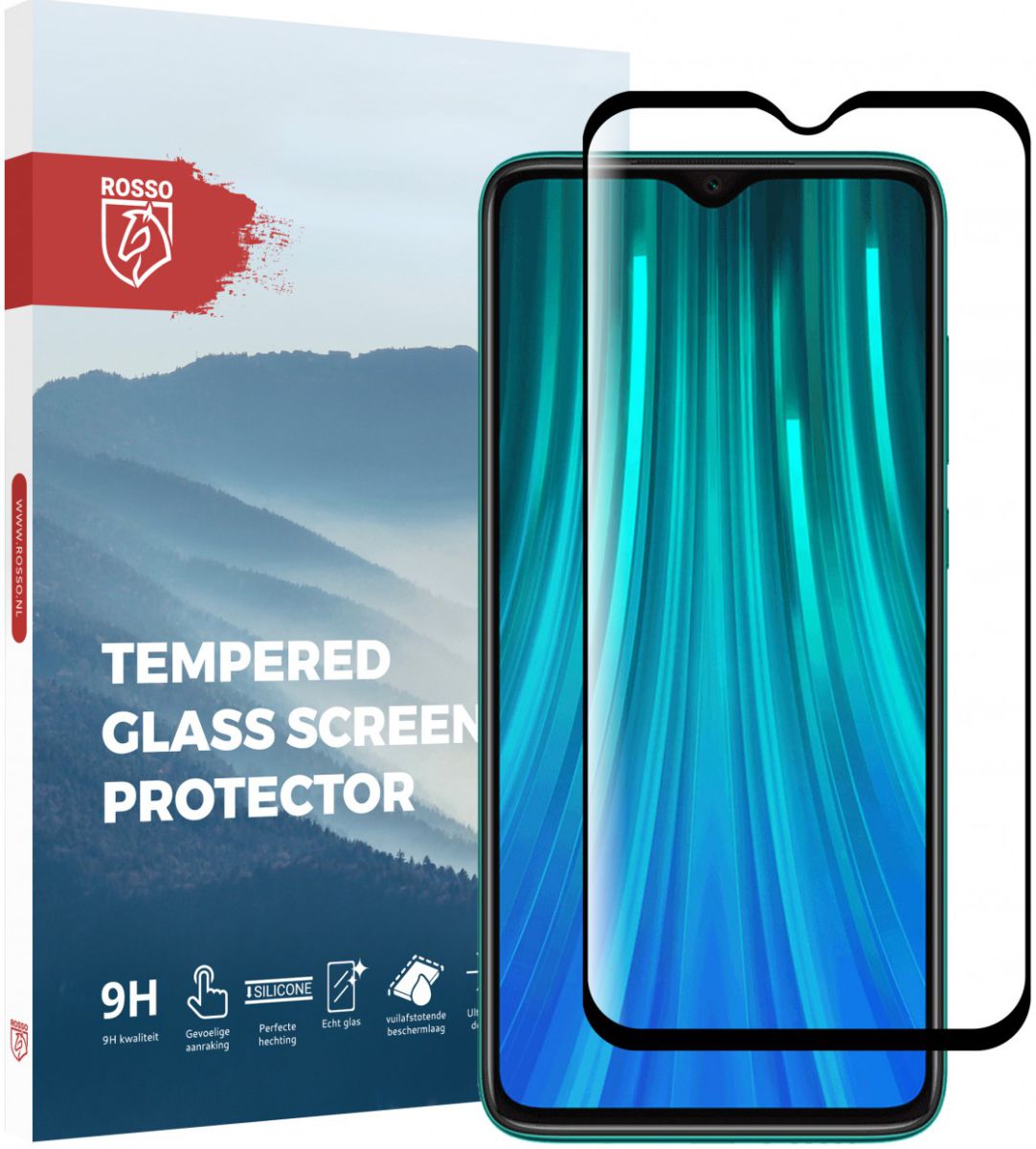 Rosso Xiaomi Redmi Note 8 9H Tempered Glass Screen Protector Zwart afbeelding 1