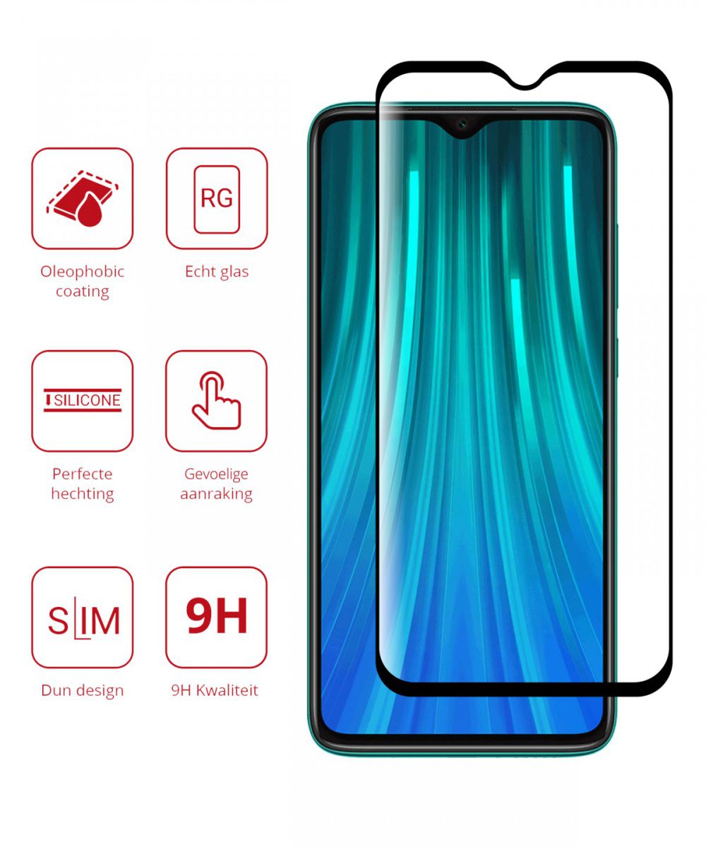 Rosso Xiaomi Redmi Note 8 Pro 9H Tempered Glass Screen Protector Zwart afbeelding 2