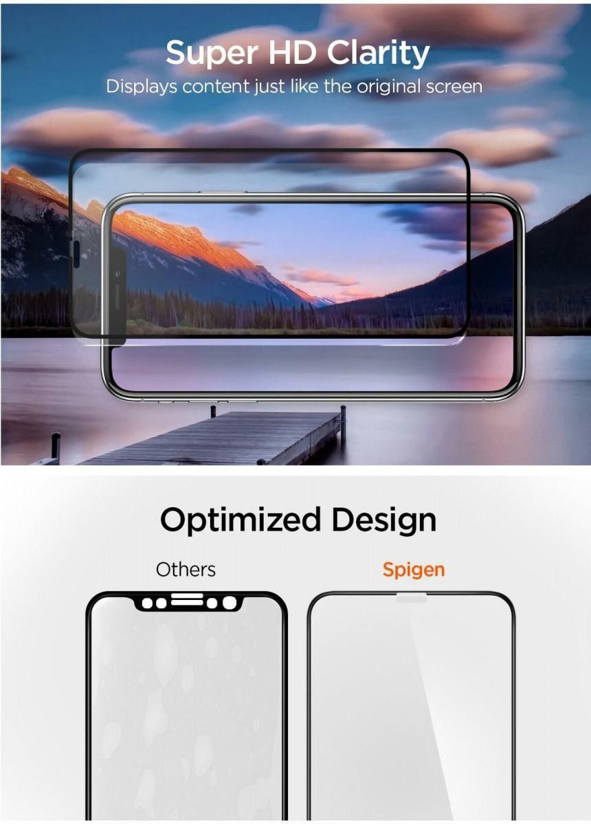 Spigen Apple iPhone 11 Pro Max Tempered Glass Screen Protector 2 Pack afbeelding 6
