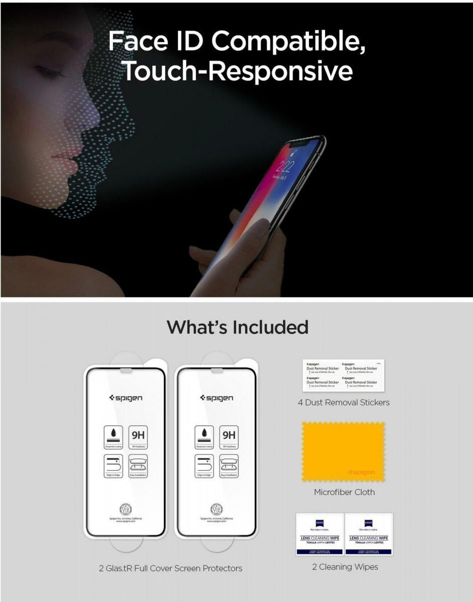 Spigen Apple iPhone 11 Pro Max Tempered Glass Screen Protector 2 Pack afbeelding 7