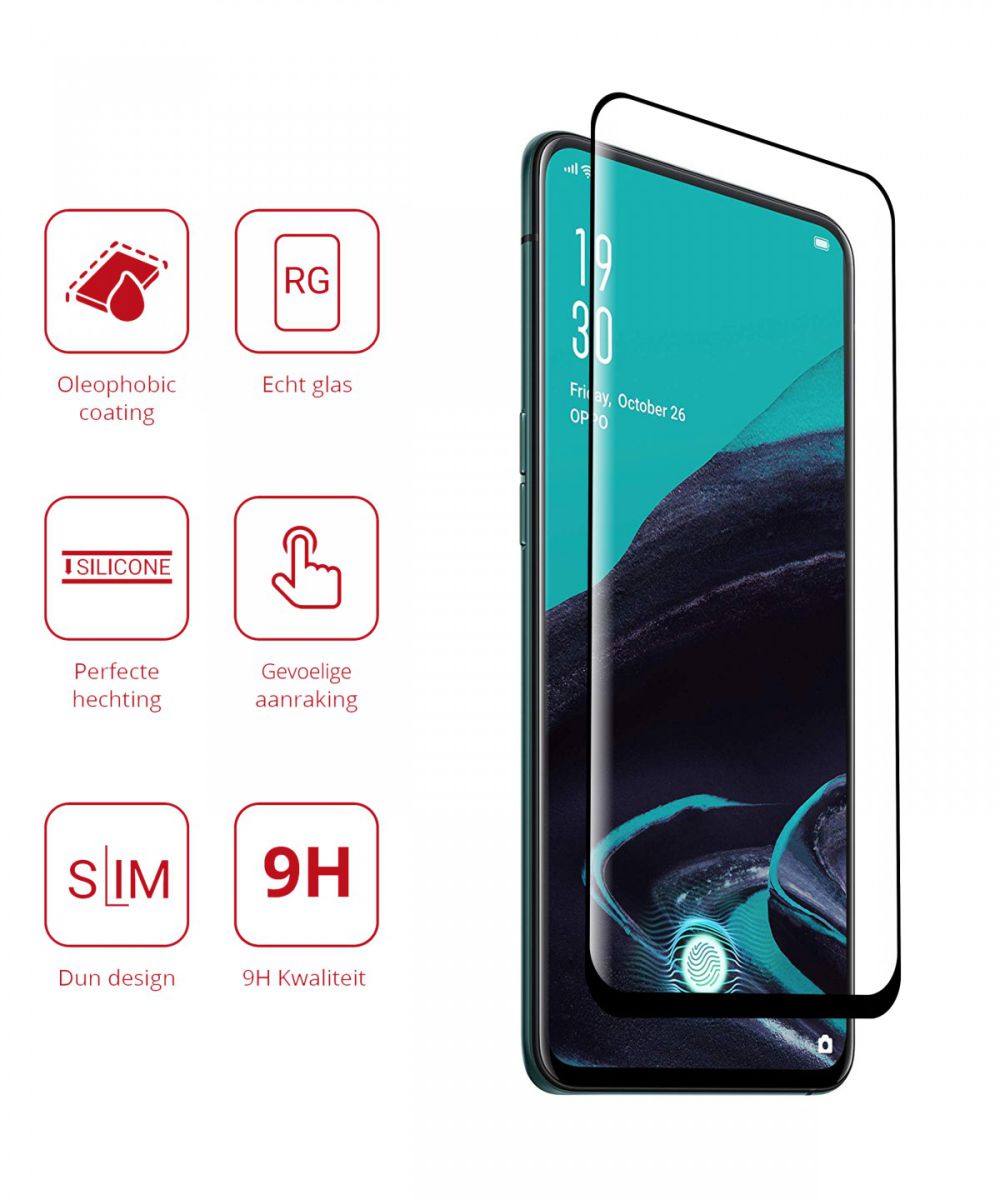 Rosso Oppo Reno2 9H Tempered Glass Screen Protector Zwart afbeelding 2