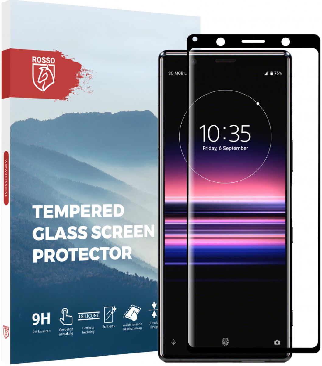 Rosso Sony Xperia 5 9H Tempered Glass Screen Protector Zwart afbeelding 1