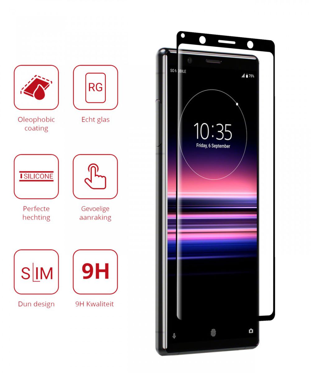 Rosso Sony Xperia 5 9H Tempered Glass Screen Protector Zwart afbeelding 2