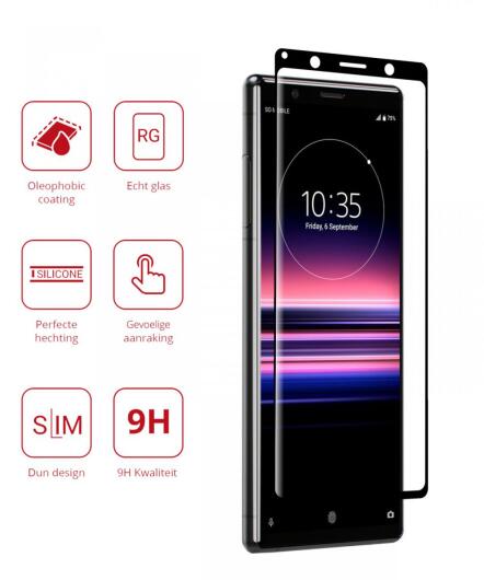 Rosso Sony Xperia 5 9H Tempered Glass Screen Protector Zwart afbeelding 2