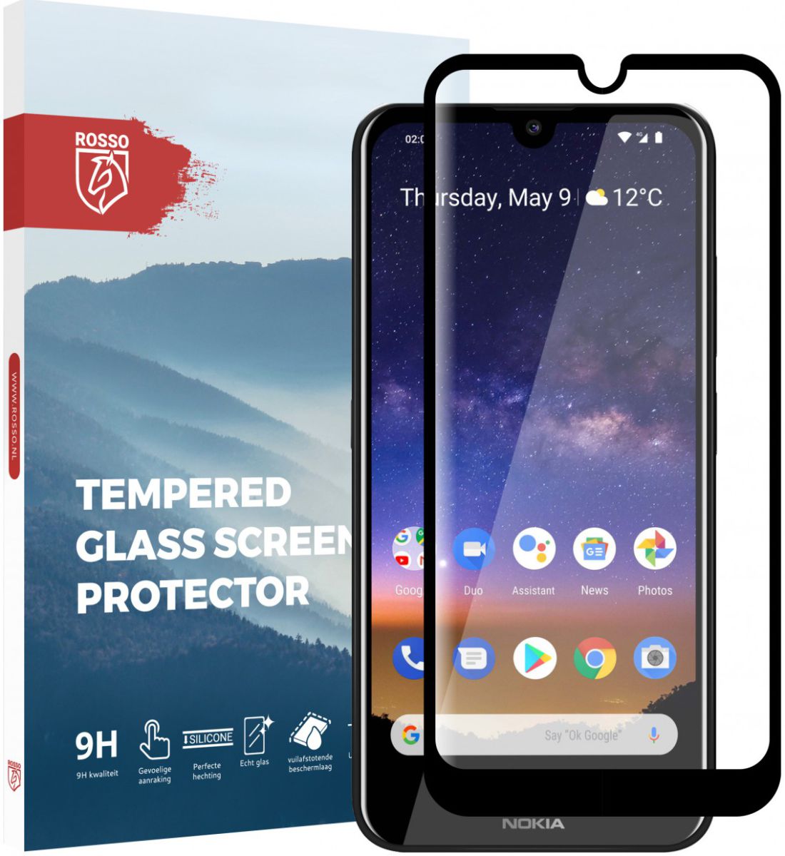 Rosso Nokia 2.2 9H Tempered Glass Screen Protector Zwart afbeelding 1