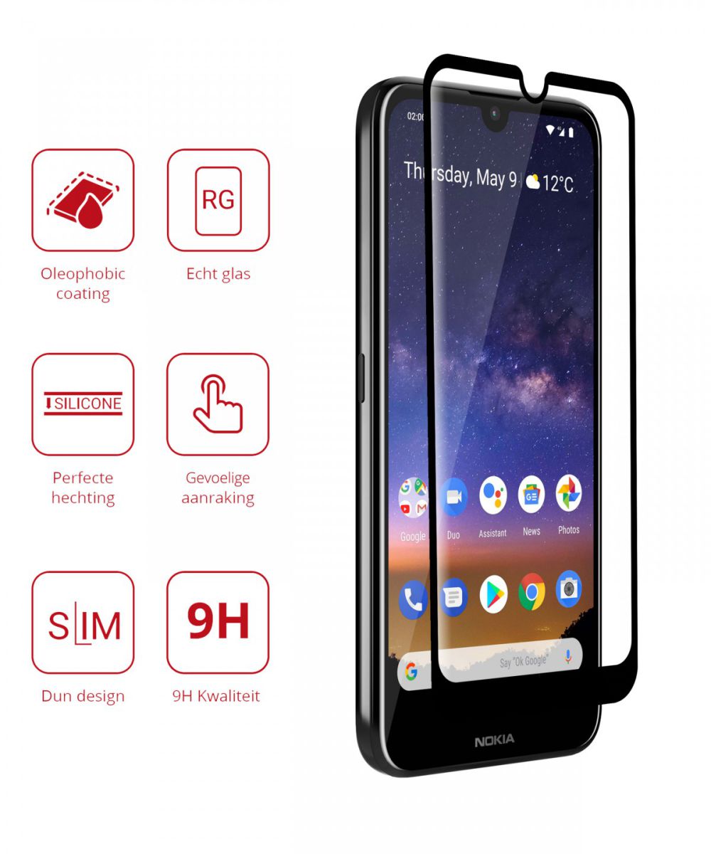 Rosso Nokia 2.2 9H Tempered Glass Screen Protector Zwart afbeelding 2