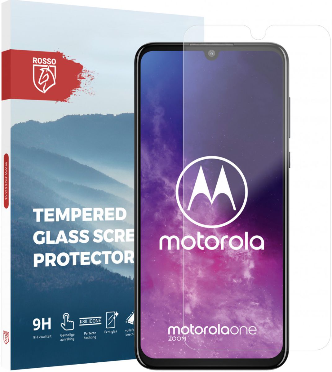 Rosso Motorola One Zoom 9H Tempered Glass Screen Protector Zwart afbeelding 1