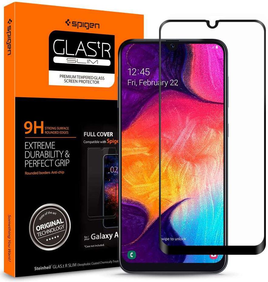 Spigen GLAS.tR Slim Samsung Galaxy A50 Full Cover Tempered Glass Zwart afbeelding 1