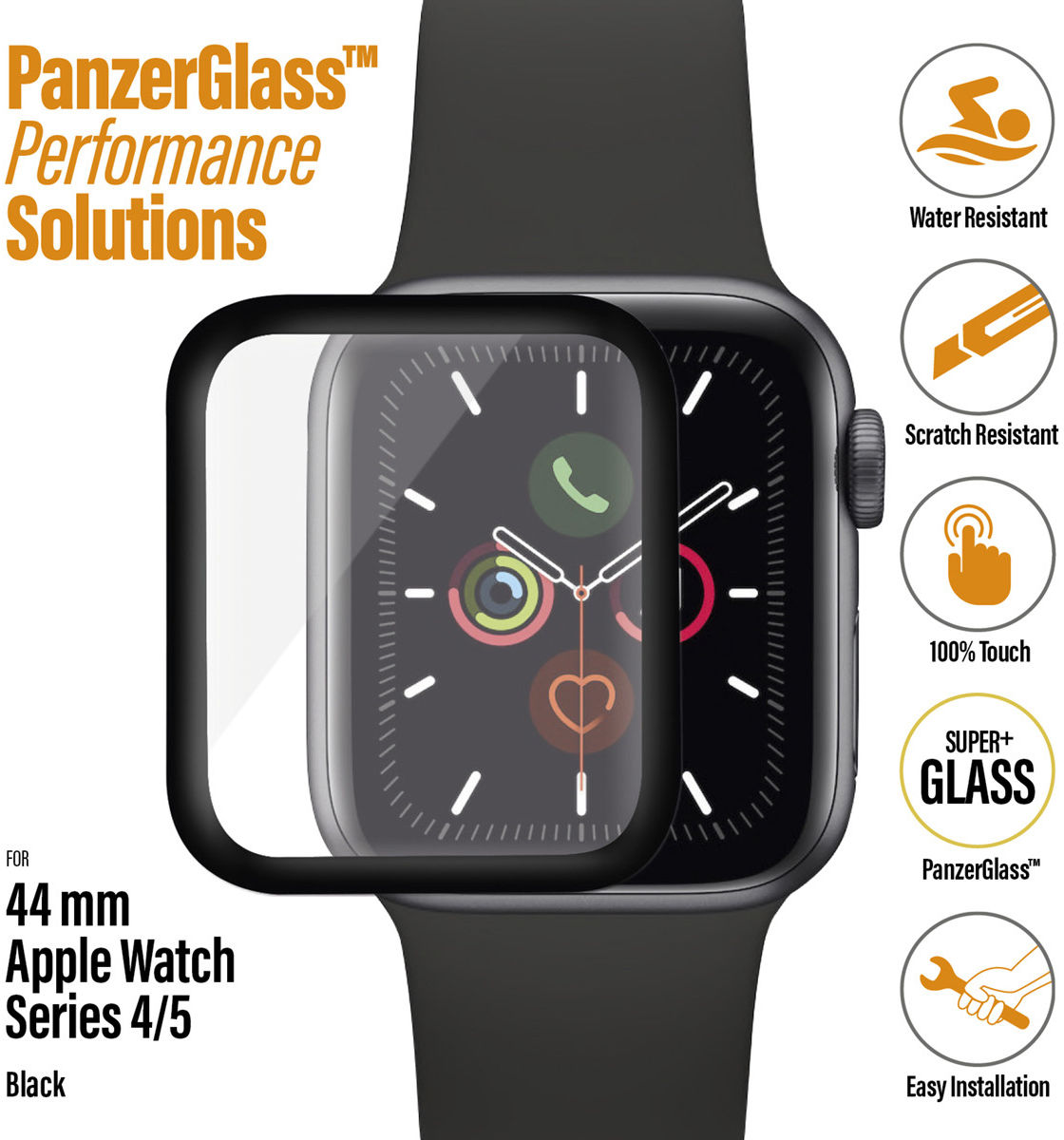 PanzerGlass Apple Watch 44MM Screenprotector Tempered Glass Zwart afbeelding 3