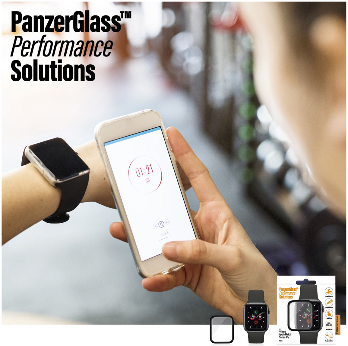 PanzerGlass Apple Watch 44MM Screenprotector Tempered Glass Zwart afbeelding 6
