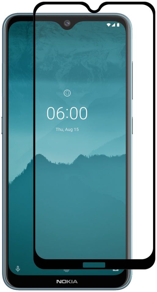 Nokia 6.2 Full Glue 9H Arc Edge Tempered Glass Screenprotector Zwart afbeelding 1