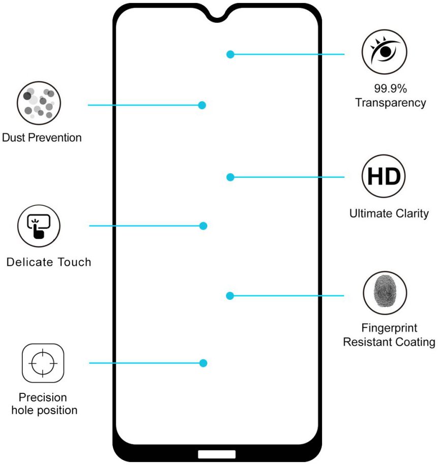 Nokia 6.2 Full Glue 9H Arc Edge Tempered Glass Screenprotector Zwart afbeelding 3