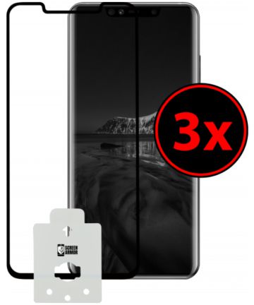 ScreenArmor Curved Huawei Mate 20 Pro Tempered Glass Zwart (3 pack) Screen Protectors