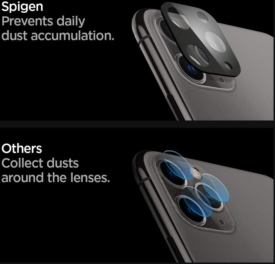Spigen iPhone 11 Pro (Max) Camera Lens Tempered Glass 2-Pack Zwart afbeelding 3