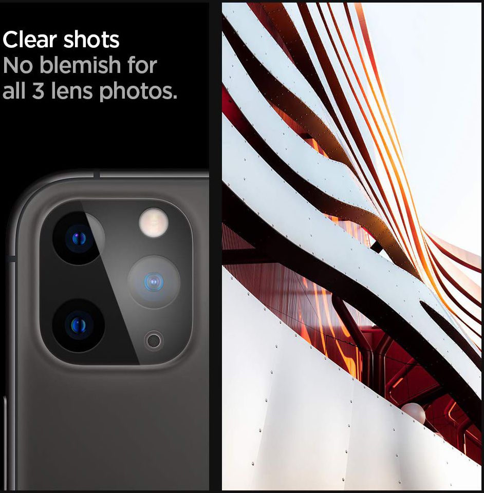 Spigen iPhone 11 Pro (Max) Camera Lens Tempered Glass 2-Pack Zwart afbeelding 7
