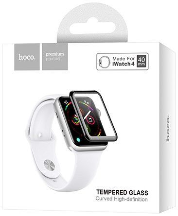Hoco Curved HD Apple Watch 40MM Screenprotector Tempered Glass Zwart afbeelding 2