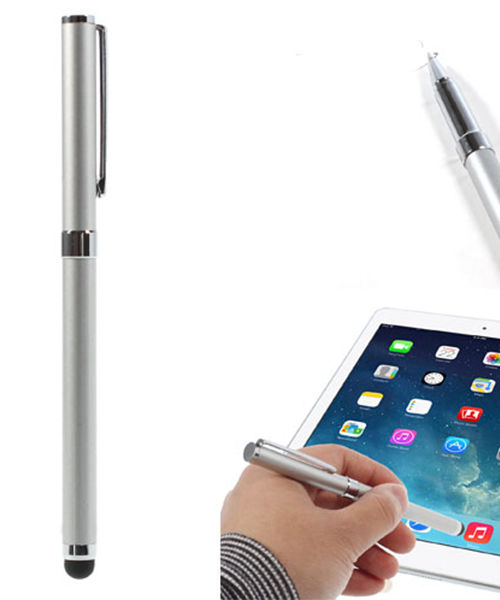 GHD touch pen Silver Universele Passieve Stylus Pen met Balpen afbeelding 2