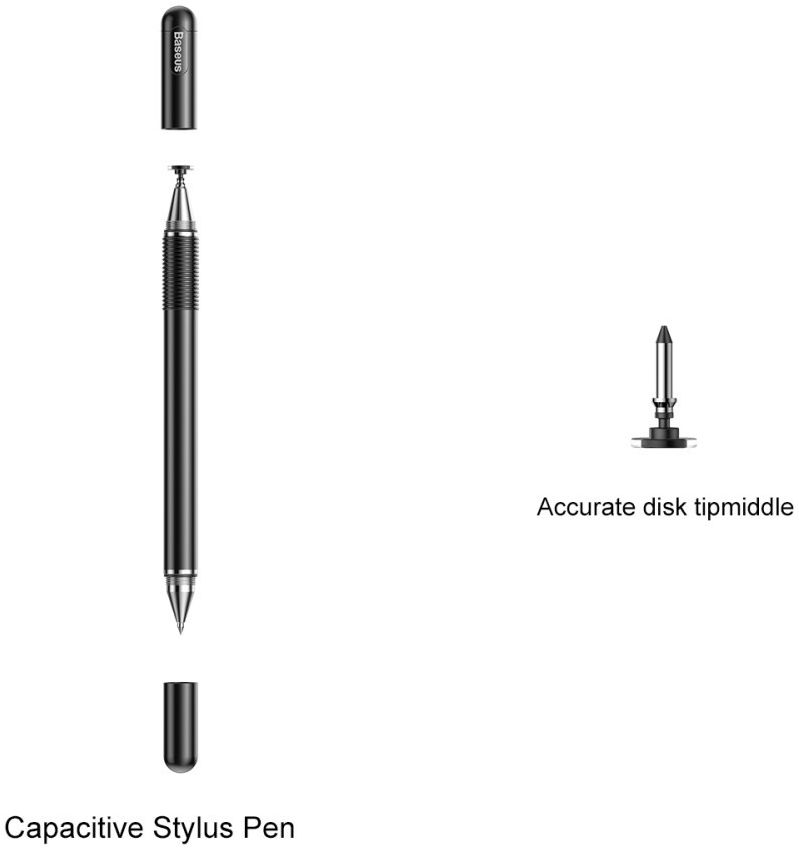Baseus 2-in-1 Universele Stylus Pen Met Precision Disc Tip Zwart afbeelding 2