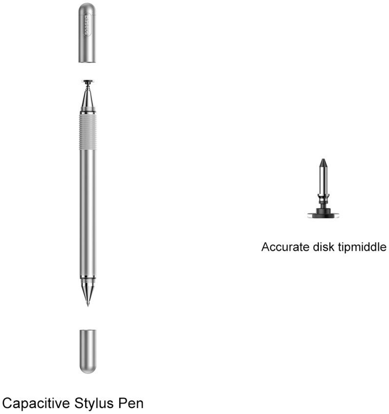 Baseus 2-in-1 Universele Stylus Pen Met Precision Disc Tip Zilver afbeelding 8