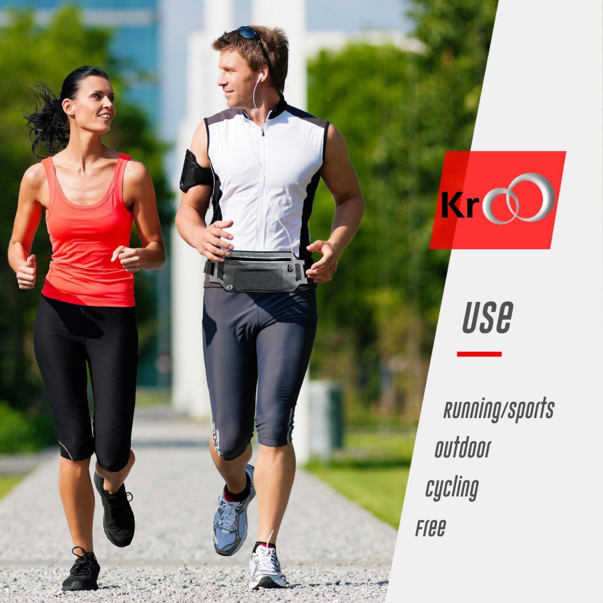 Smartphone Buikriem Sport Hoesje Riem Case Grijs afbeelding 2