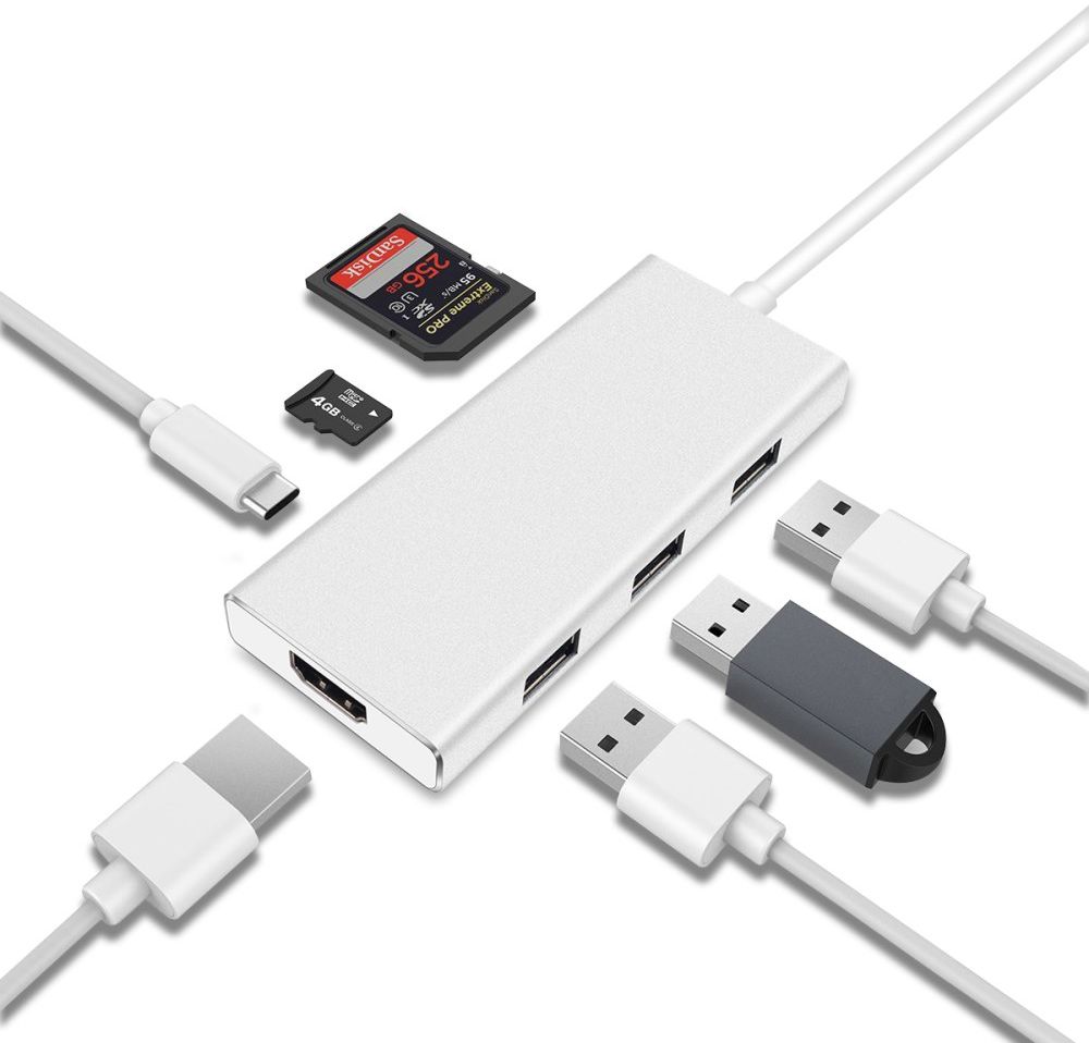 Universele 7-in-1 USB-C Adapter Wit afbeelding 1