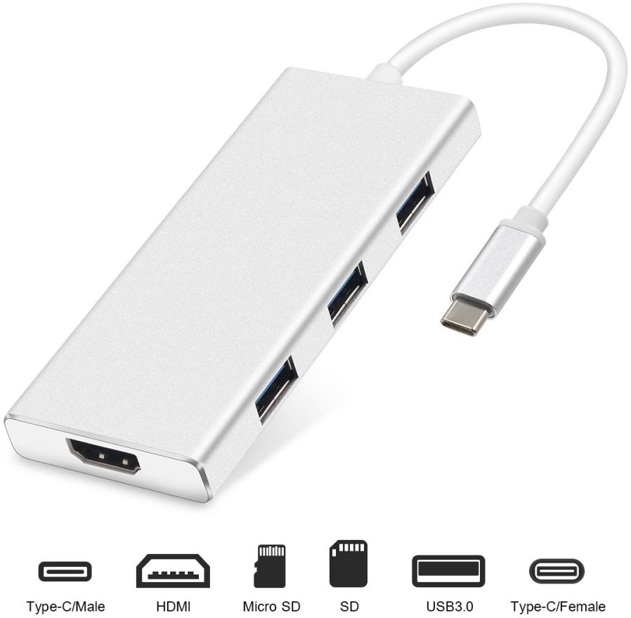 Universele 7-in-1 USB-C Adapter Wit afbeelding 4