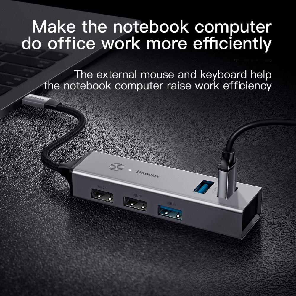 Baseus USB-C naar USB Hub 5 Poorten Grijs afbeelding 3