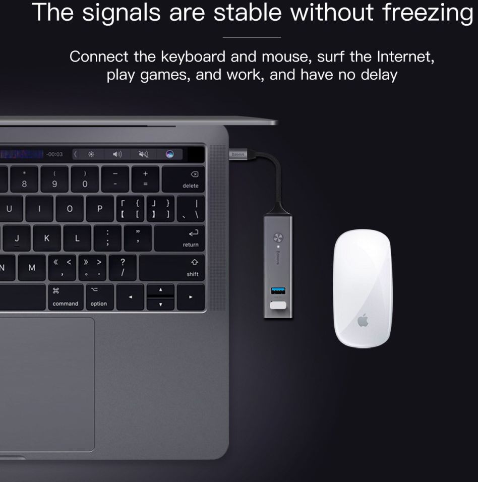 Baseus USB-C naar USB Hub 5 Poorten Grijs afbeelding 5